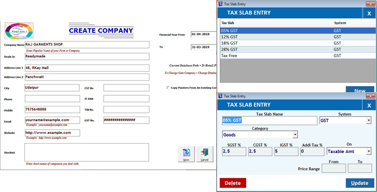 Company Setup and GST Master