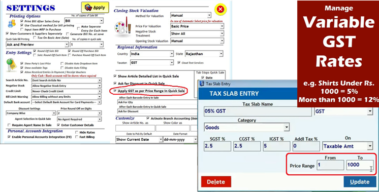 Manage Variable GST Rates